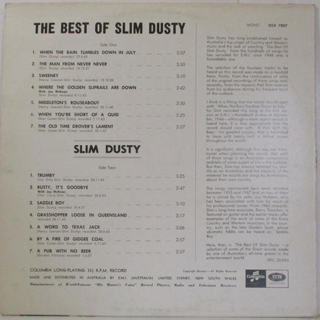 Slim Dusty : The Best Of Slim Dusty (LP, Album, Comp, Mono)