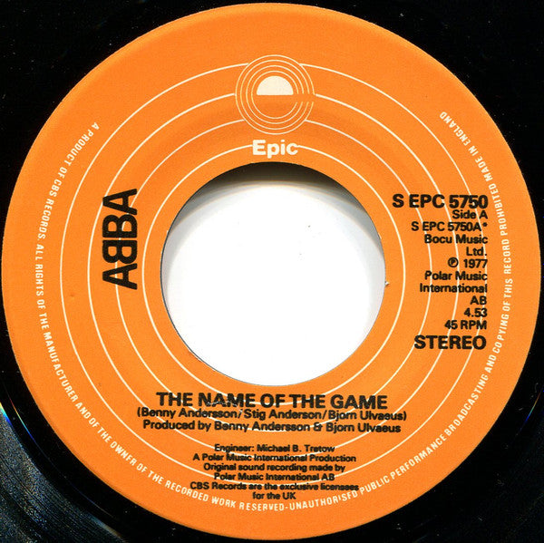 ABBA : The Name Of The Game (7", Single, Juk)