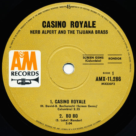 Herb Albert And The Tijuana Brass* : Casino Royale (7", EP, Mono)