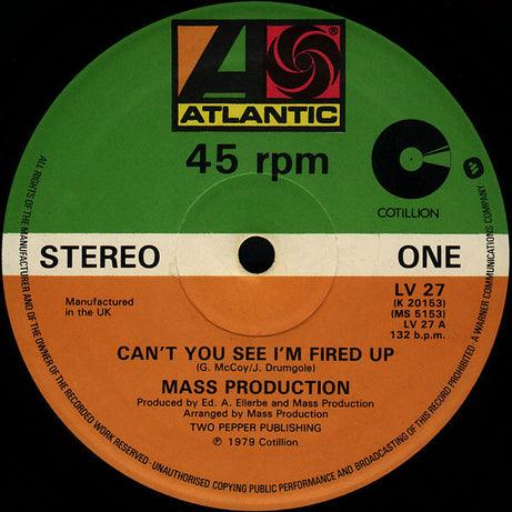 Mass Production : Can't You See I'm Fired Up / Eyeballin' (12", Single, Pic)