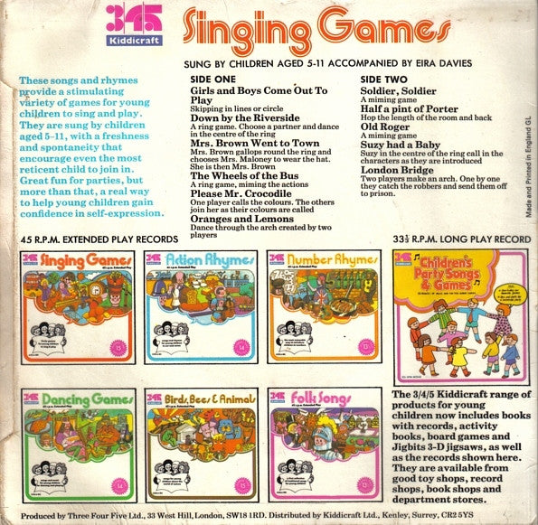 Children Aged 5-11 Accompanied By Eira Davies : Singing Games (7")