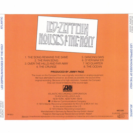 Led Zeppelin : Houses Of The Holy (CD, Album, RE)