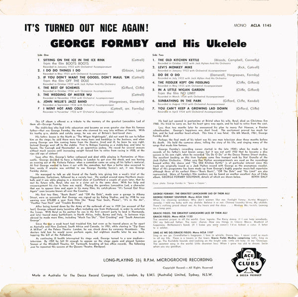 George Formby : It's Turned Out Nice Again (LP, Album, Comp, Mono)