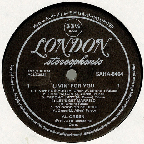 Al Green : Livin' For You (LP, Album)