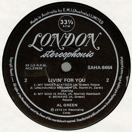 Al Green : Livin' For You (LP, Album)