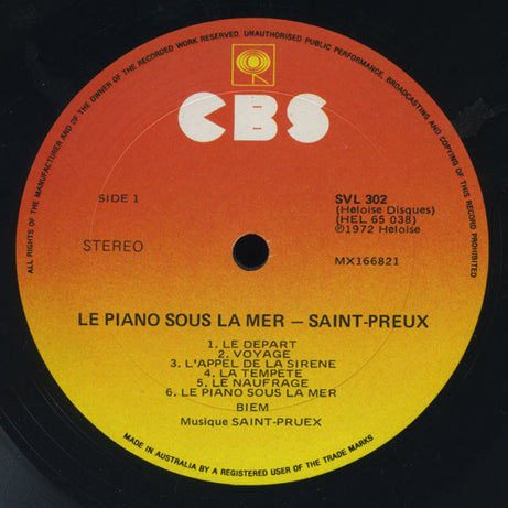 Saint-Preux : Le Piano Sous La Mer (LP, Album)