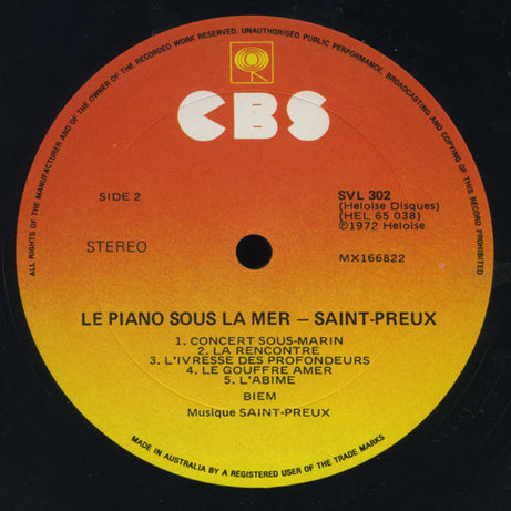 Saint-Preux : Le Piano Sous La Mer (LP, Album)