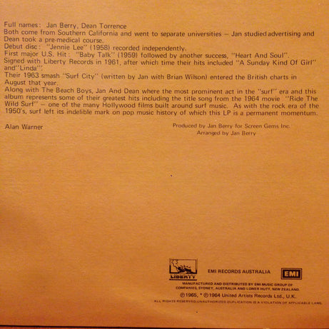 Jan & Dean : The Very Best Of Jan & Dean (LP, Comp)