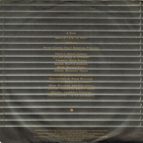 Eurythmics : Would I Lie To You? (7", Single, Tan)