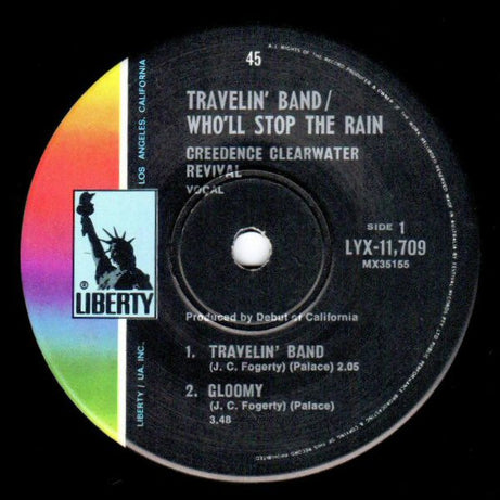 Creedence Clearwater Revival : Travellin' Band / Who'll Stop The Rain (7", EP, Mono)
