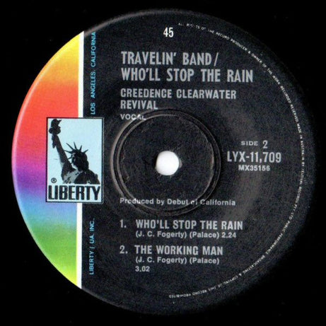 Creedence Clearwater Revival : Travellin' Band / Who'll Stop The Rain (7", EP, Mono)