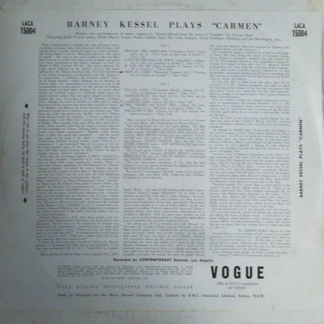 Barney Kessel : Modern Jazz Performances From Bizet's Carmen (LP, Album, Mono)