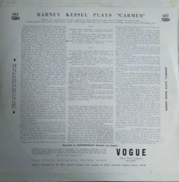 Barney Kessel : Modern Jazz Performances From Bizet's Carmen (LP, Album, Mono)