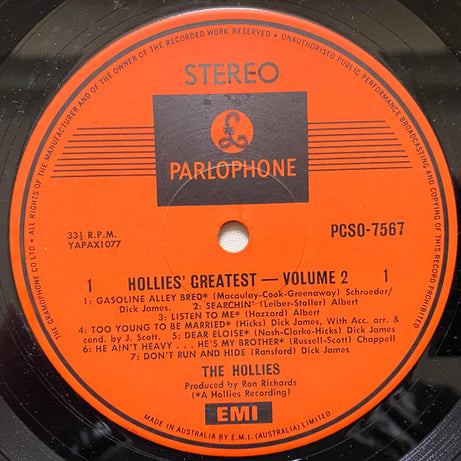 The Hollies : Hollies' Greatest Vol. 2 (LP, Comp)