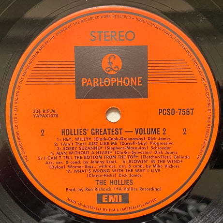 The Hollies : Hollies' Greatest Vol. 2 (LP, Comp)