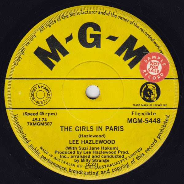 Lee Hazlewood : The Girls In Paris (7", Single)
