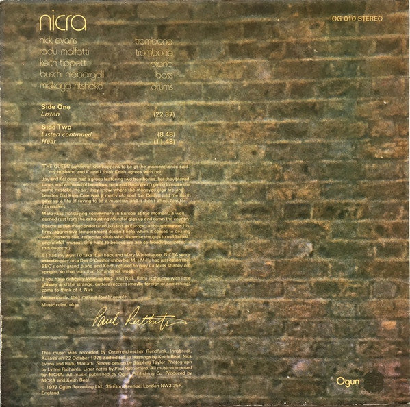 Nicra : Listen / Hear (LP, Album)