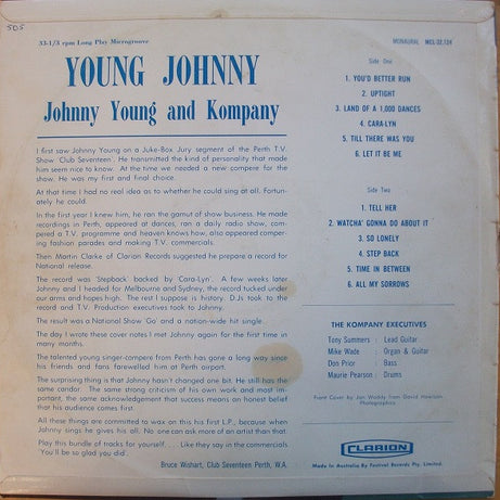 Johnny Young & Kompany : Young Johnny (LP, Album, Mono)