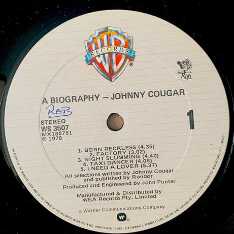 Johnny Cougar* : A Biography (LP, Album)