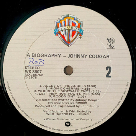 Johnny Cougar* : A Biography (LP, Album)
