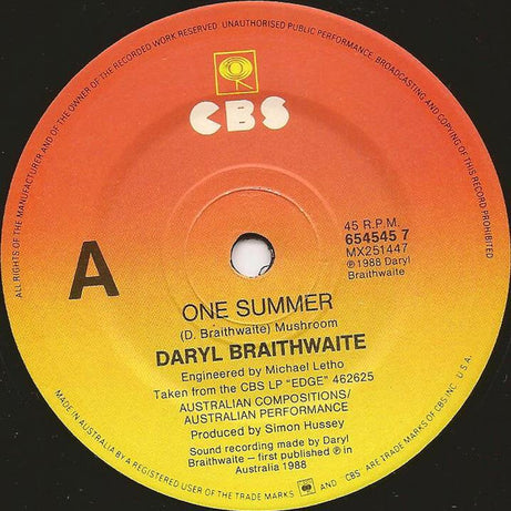 Daryl Braithwaite : One Summer (7", Single)