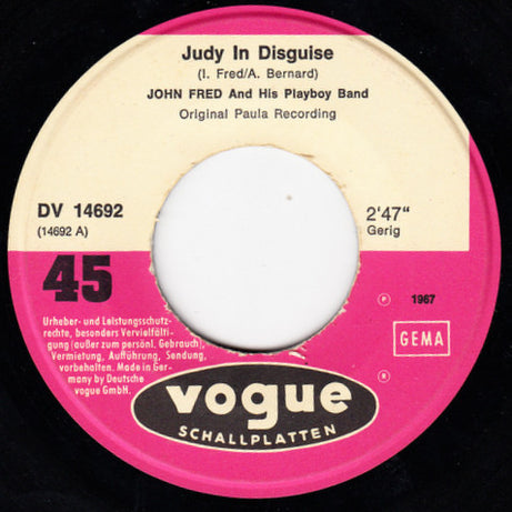 John Fred & His Playboy Band : Judy In Disguise / When The Lights Go Out (7", Single)