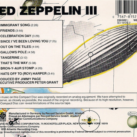 Led Zeppelin : Led Zeppelin III (CD, Album, RE)