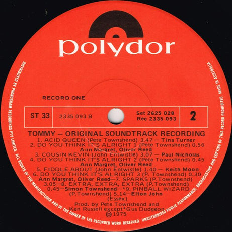 Various : Tommy (Original Soundtrack Recording) (2xLP, Album)