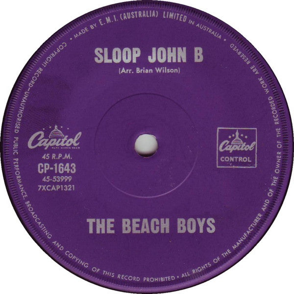 The Beach Boys : Sloop John B / You're So Good To Me (7", Single, Mono)