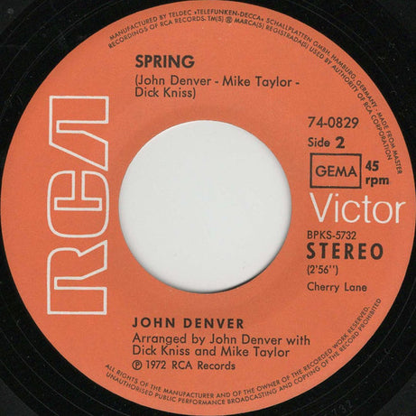 John Denver : Rocky Mountain High (7", Single)