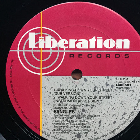 Bangles : Walking Down Your Street (12", Single, RE)