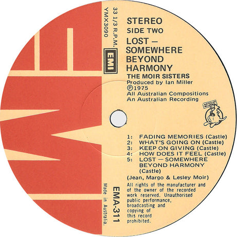 Moir Sisters : Lost-Somewhere Beyond Harmony (LP, Gat)