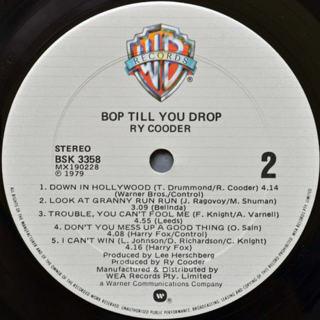 Ry Cooder : Bop Till You Drop (LP, Album)