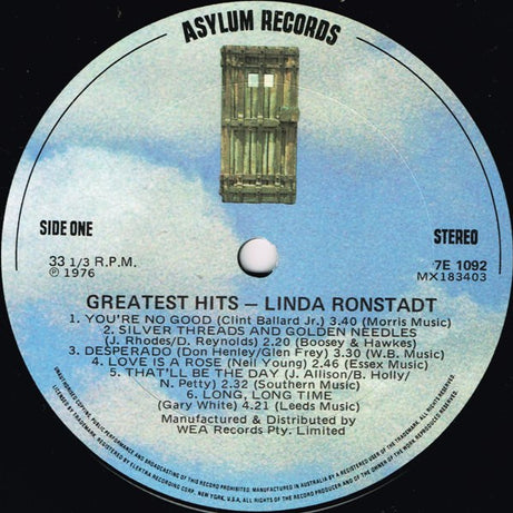 Linda Ronstadt : Greatest Hits (LP, Comp, Gat)