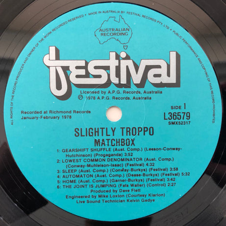 Matchbox* : Slightly Troppo (LP, Album)