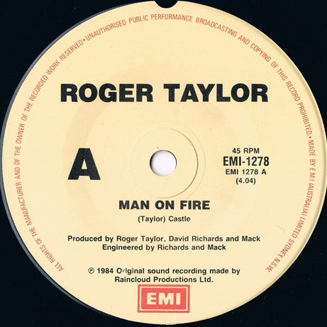 Roger Taylor : Man On Fire (7", Single)