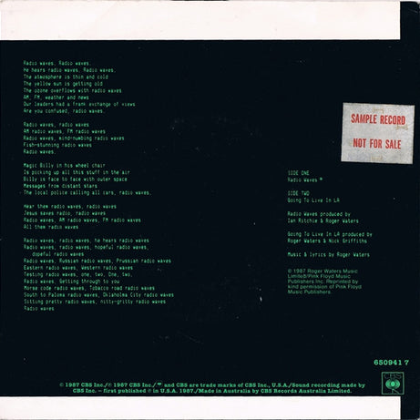 Roger Waters : Radio Waves (7", Single)