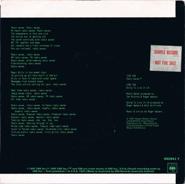 Roger Waters : Radio Waves (7", Single)