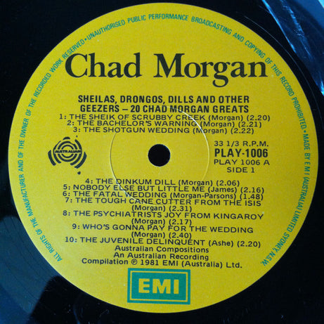 Chad Morgan : Sheilas, Drongos, Dills And Other Geezers - 20 Chad Morgan Greats (LP, Comp)