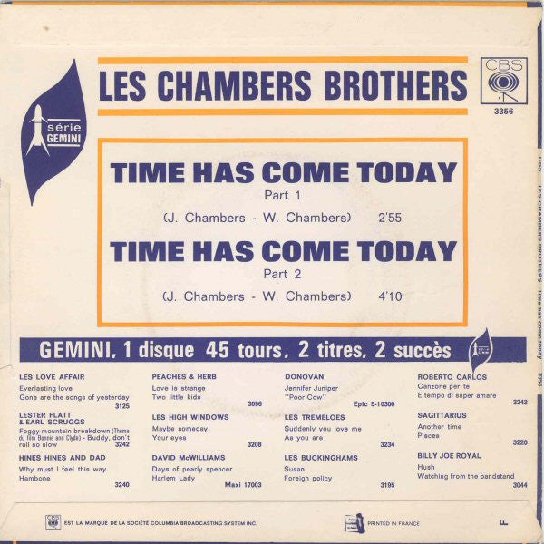 The Chambers Brothers : Time Has Come Today (7", Single)