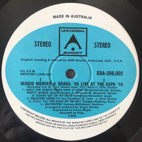 Sérgio Mendes & Brasil '66 : "Live" - Live At The Expo '70 (LP, Album)