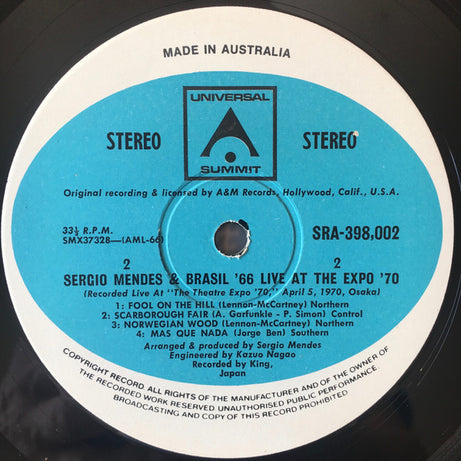 Sérgio Mendes & Brasil '66 : "Live" - Live At The Expo '70 (LP, Album)
