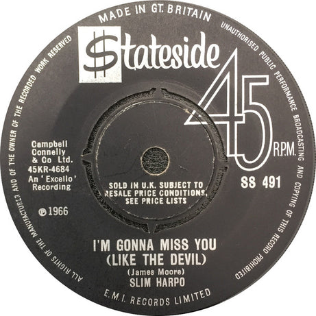 Slim Harpo : Baby Scratch My Back (7", Single)