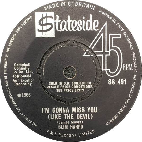 Slim Harpo : Baby Scratch My Back (7", Single)