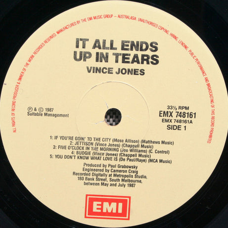 Vince Jones : It All Ends Up In Tears (LP, Album)