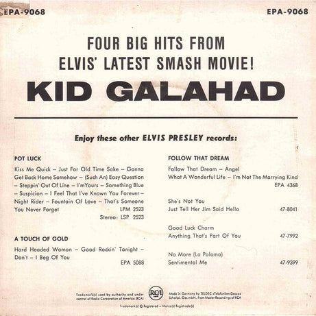 Elvis Presley : Kid Galahad (7", EP)