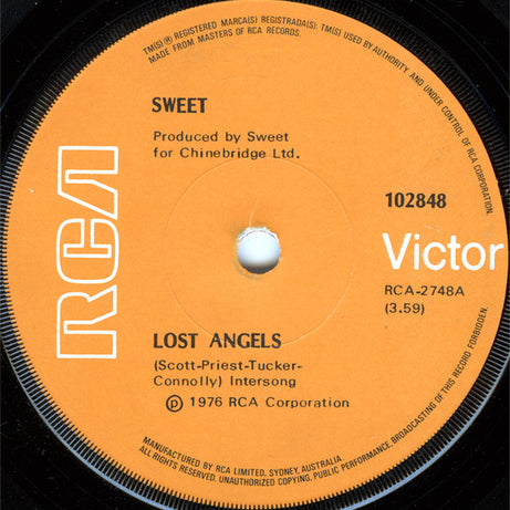 The Sweet : Lost Angels / Funk It Up (7", Single)