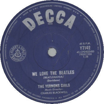 The Vernons Girls : We Love The Beatles (Beatlemania) (7", Single)