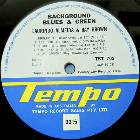 Laurindo Almeida & Ray Brown : Bach Ground Blues & Green (LP, Album)