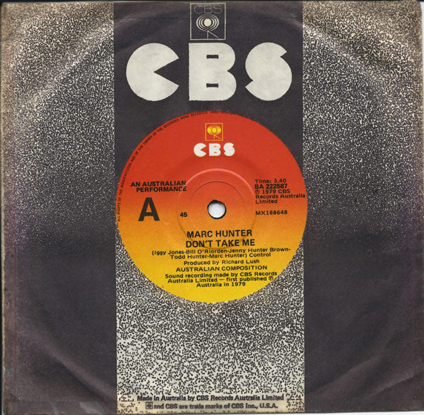 Marc Hunter : Don't Take Me (7")